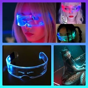 LED futuristic punk glasses wrap around light up cosplay rave party glasses